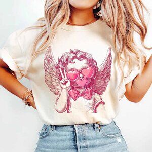 Retro Cupid Valentine Blowing Bubble T-shirt, Valentines Shirt